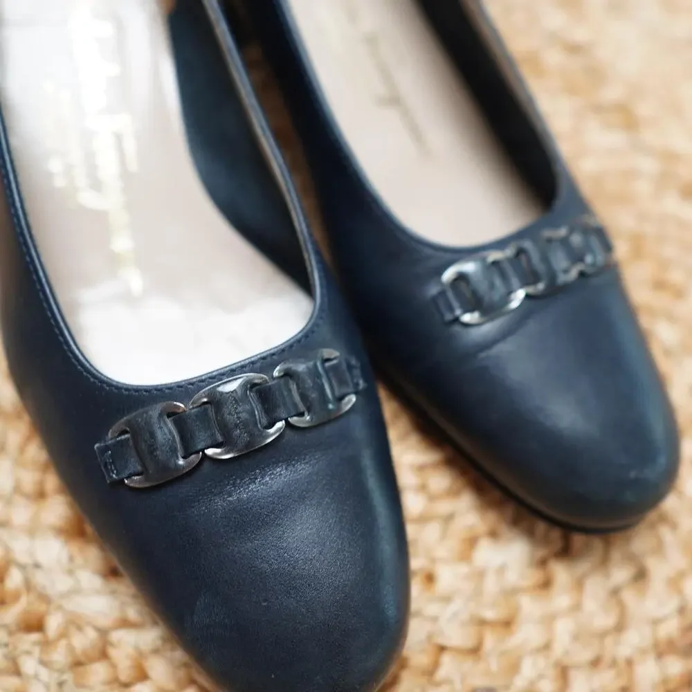 Ferragamo Boutique Leather Pumps Black 6.5 B - Picture 4 of 6